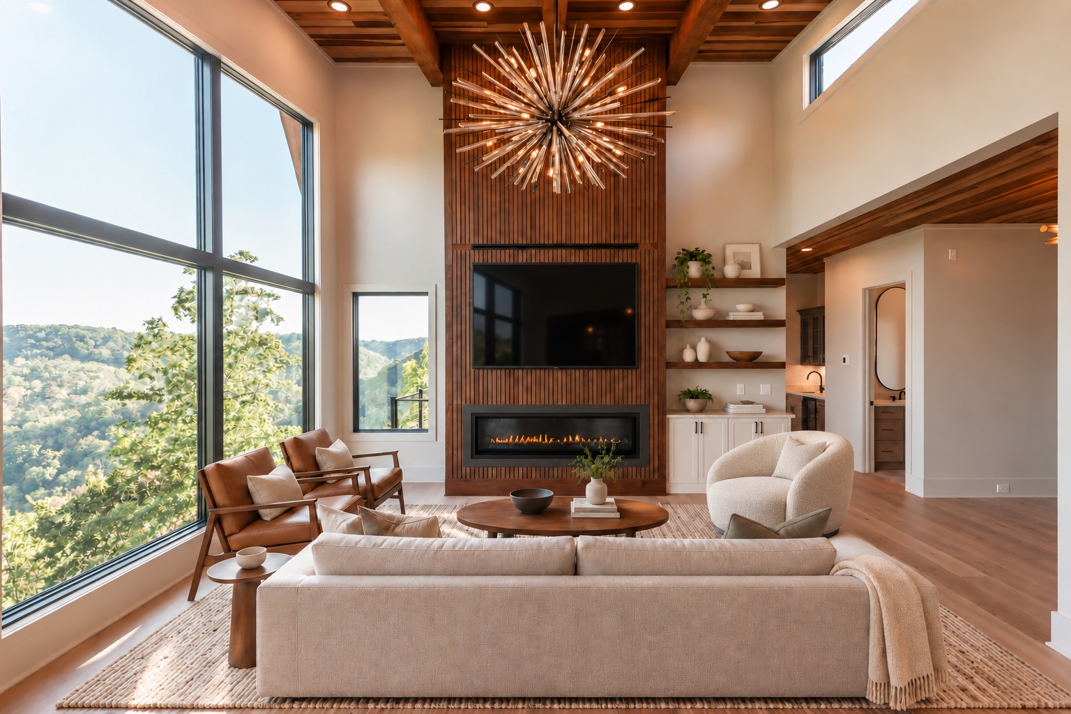 Great room and fireplace at 199 Deer Path Ct